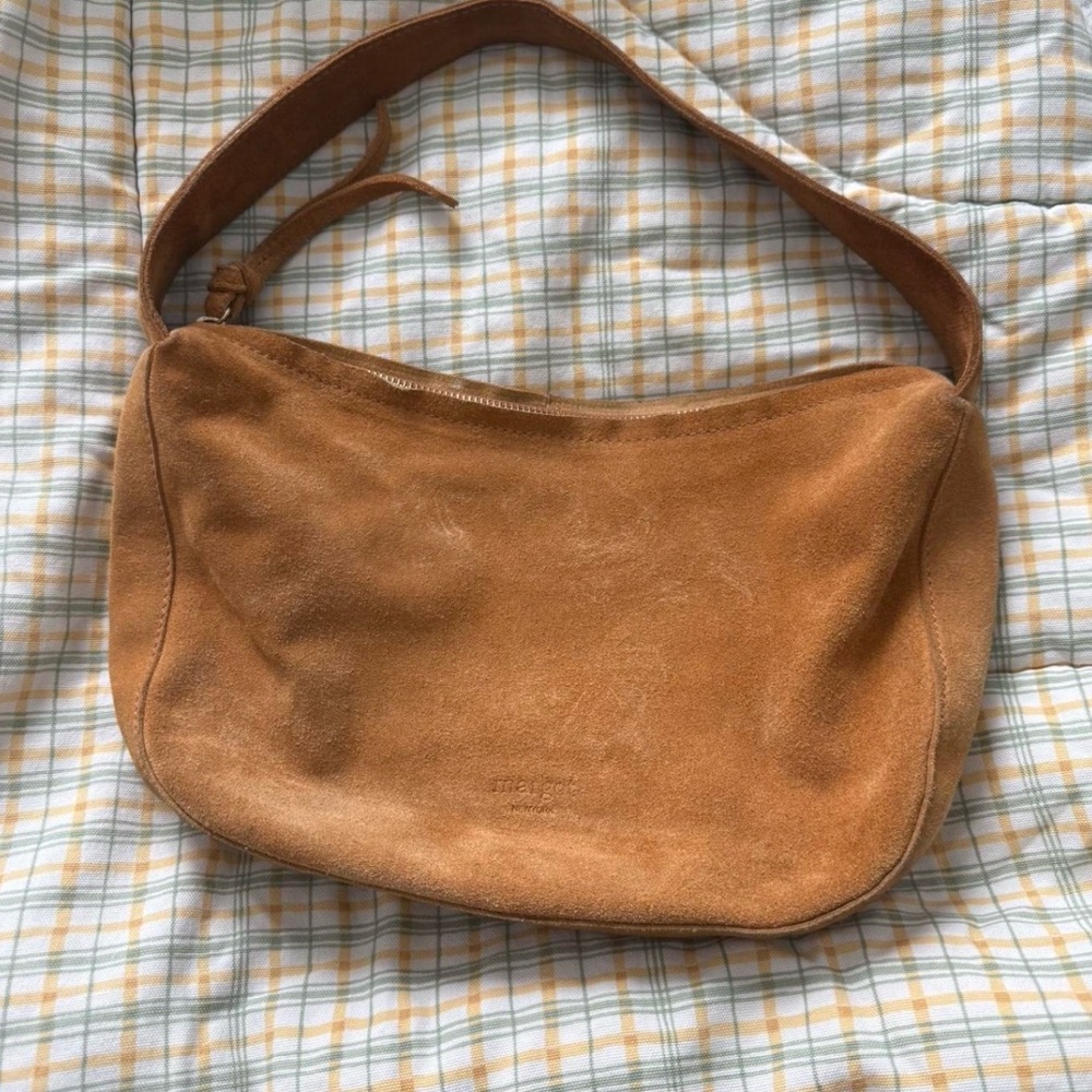Margot Camel Suede Shoulder Bag